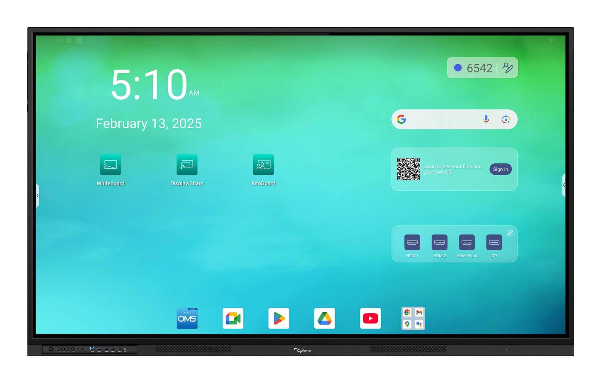 Optoma Blue/Light 3753Rk Interactive Whiteboard 190.5 Cm (75") 3840 X 2160 P