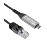 Plugable Technologies USBC-E1000-2M cable gender changer USB-C RJ-45 Black