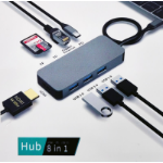 FDL 8 IN 1 USB-C - HDMI 60Hz / RJ45 / 3x USB-A / USB-C PD / 2 SD