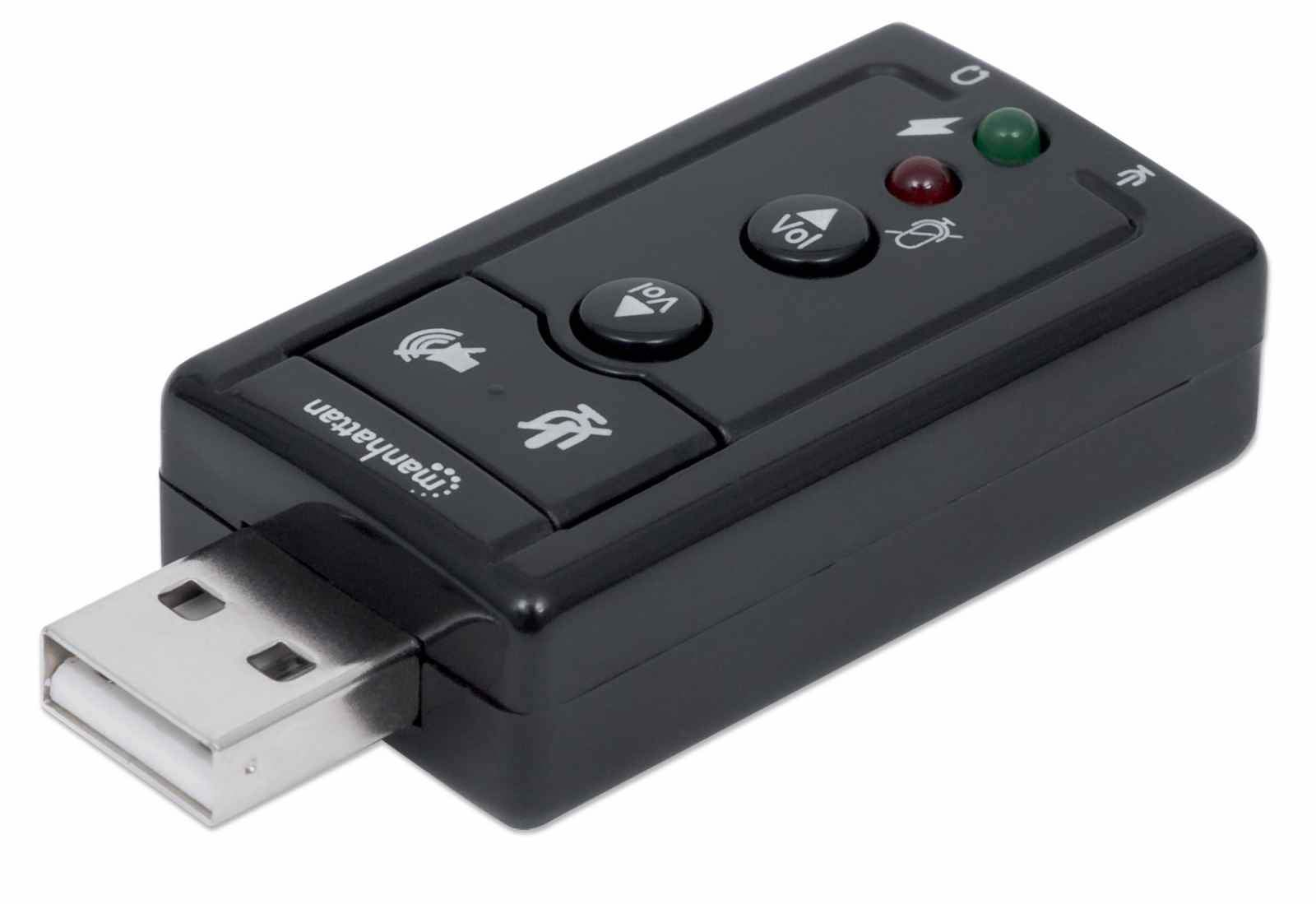 Image of Manhattan USB-A Sound Adapter, USB-A to 3.5mm Mic-in and Audio-Out...