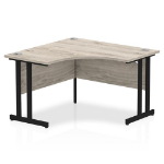Dynamic Impulse W1200 x D1200/600 x H730mm Corner Desk Cable Management Ports & Modesty Panel Cantilever Leg Grey Oak Finish Black Frame - MI003342 DD