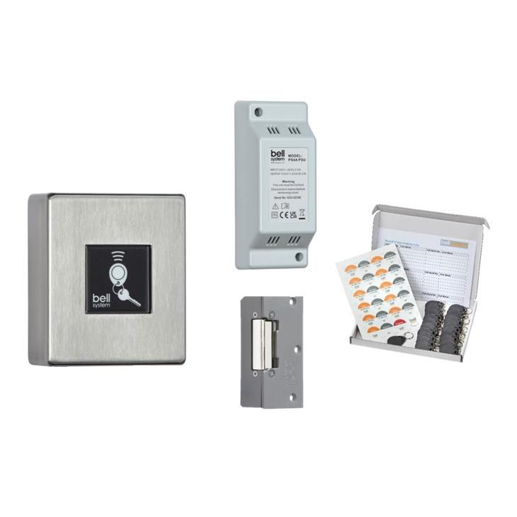 Bellprox proximity one door  system with surface reader,  PSU, lock release and fobs