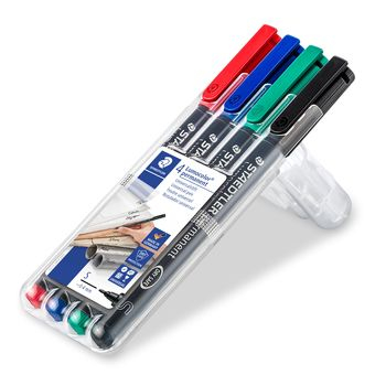 Image of Staedtler Lumocolor 313 WP4 permanent marker Black, Blue, Green,...