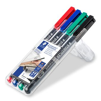 Photos - Felt Tip Pen STAEDTLER Lumocolor 313 WP4 permanent marker Black, Blue, Green, Red 4 313 
