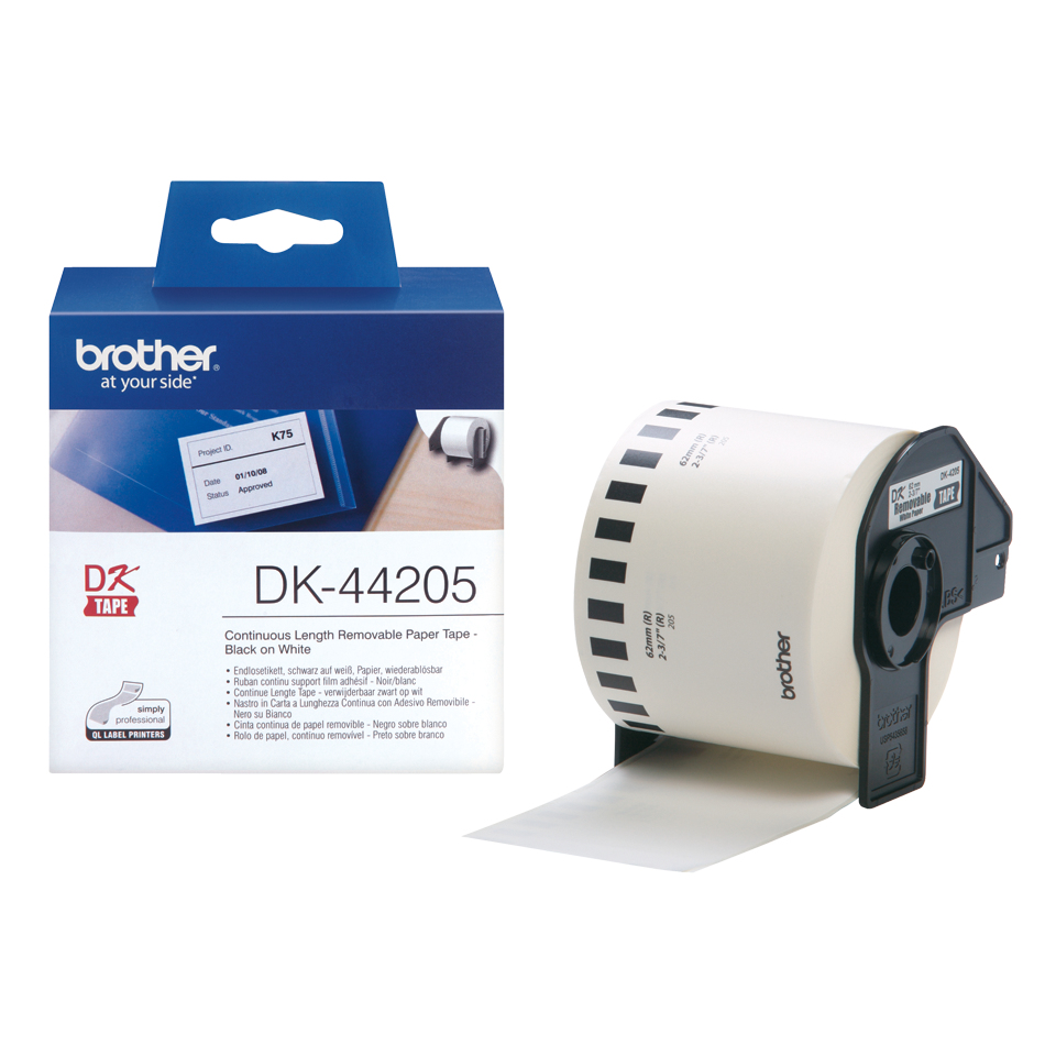 Image of Brother DK-44205 DirectLabel Etikettes white Paper 62mm x 30,48m...