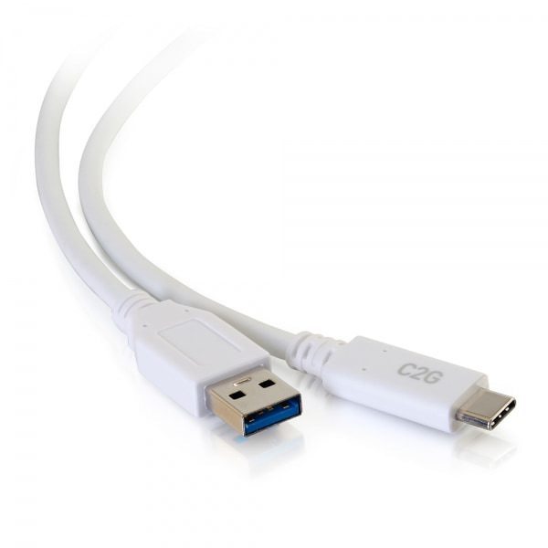 C2G 6ft (1.8m) USB-C® to USB-A 3.2 Gen 1 (5Gbps) Cable M/M - White