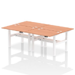 Dynamic Air Back-to-Back W1200 x D800mm Height Adjustable Sit Stand 4 Person Bench Desk With Cable Ports Beech Finish White Frame - HA01714 DD