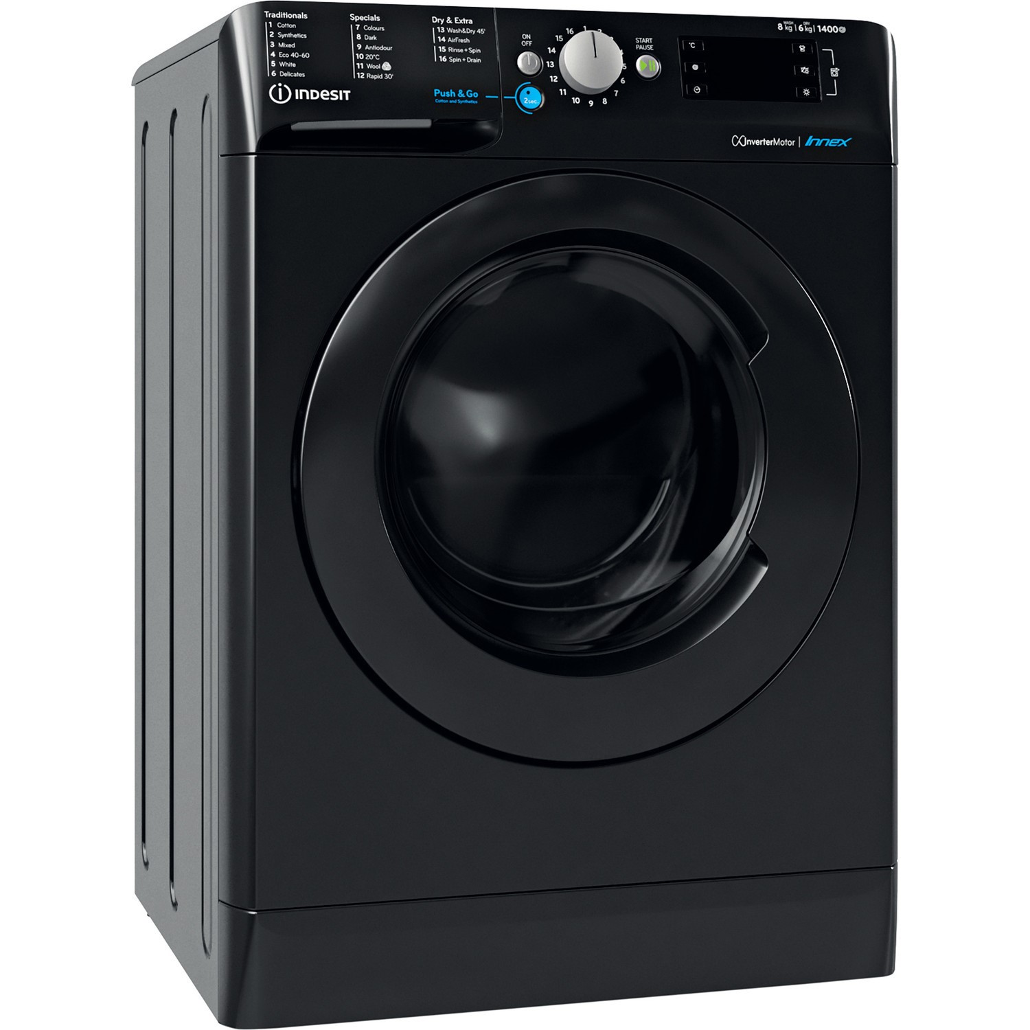 Photos - Washing Machine Indesit 8kg Wash 6kg Dry 1400rpm Washer Dryer - Black BDE86436XBUKN 