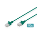 Digitus CAT 6 U-UTP Slim patch cable, 2 m, green, 10 pieces