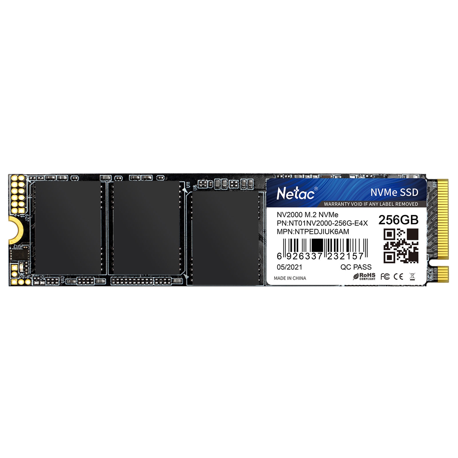 Image of NETAC NV2000 (NT01NV2000-256-E4X) 256GB NVMe M.2 Interface, PCIe...