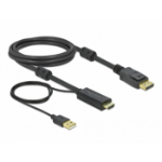 DeLOCK 85964 video cable adapter 2 m HDMI Type A (Standard) DisplayPort + USB Type-A Black