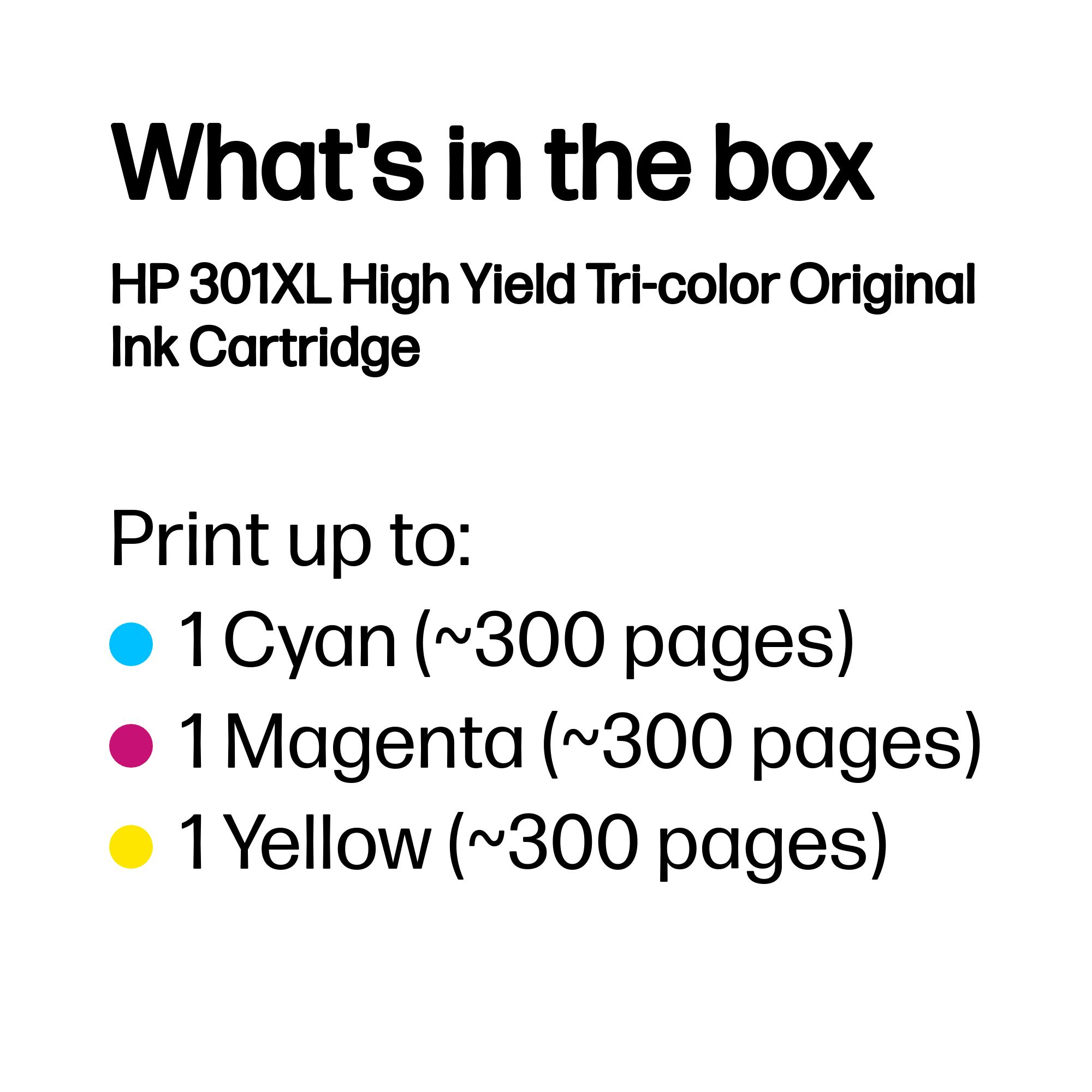 HP CH564EE/301XL Printhead cartridge color high-capacity, 300 pages ISO/IEC 24711 8ml for HP DeskJet 1000/1010/Envy 5530/OfficeJet 4630