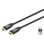 Manhattan HDMI Cable with Ethernet, 8K@60Hz (Ultra High Speed), 3m (Braided), Male to Male, Black, 4K@120Hz, Ultra HD 4k x 2k, Fully Shielded, Gold Plated Contacts, Lifetime Warranty, Polybag