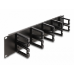 DeLOCK 19″ Cable Management Routing Panel with 10 plastic hooks 2U black