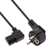 InLine power cable, CEE 7/7 angled / 3pin IEC C13 male angled, 0.3m