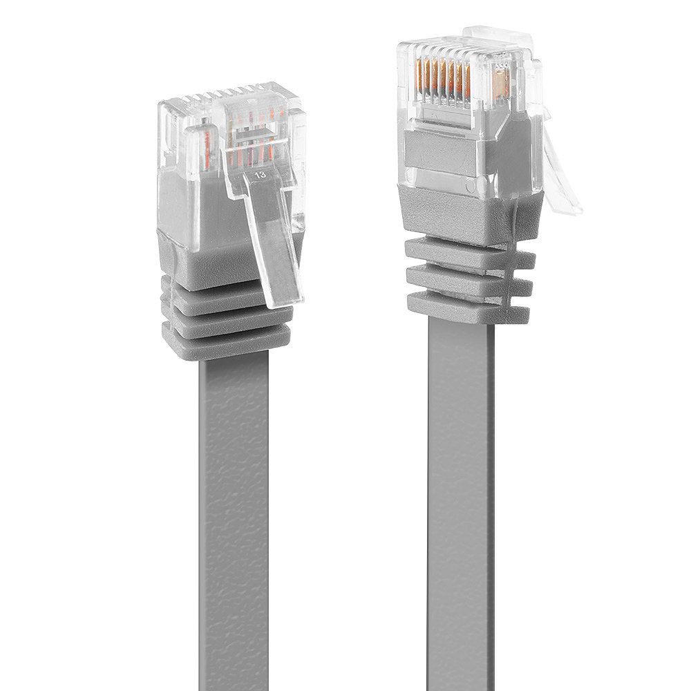 Photos - Cable (video, audio, USB) Lindy 1m Cat.6 U/UTP Flat Network Cable, Grey 47491 
