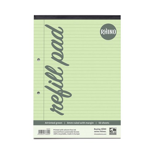 Image of Rhino A4 Special Refill Pad 50 Leaf, Green Tinted Paper, F8M (Pack...