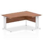 Dynamic Impulse Contract Right Hand Crescent Cable Managed Leg Desk W1600 x D1200 x H730mm Walnut Finish/White Frame - I002147 DD