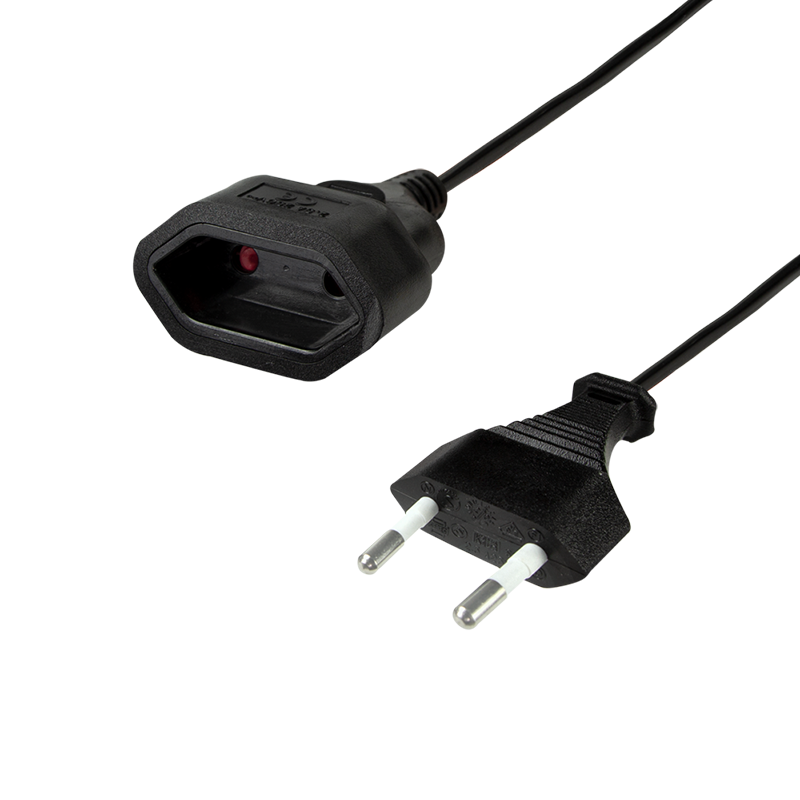 LogiLink Power cable extension, CEE7/16, black, 0.2 m