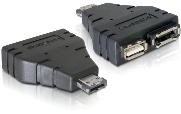 Image of DeLOCK Adapter Power-over-eSATA > 1x eSATA/1x USB 1xeSATA, 1xUSB Black