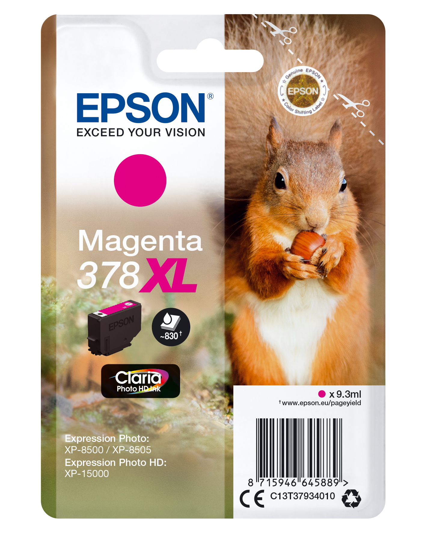 Image of Epson C13T37934010/378XL Ink cartridge magenta high-capacity, 830...