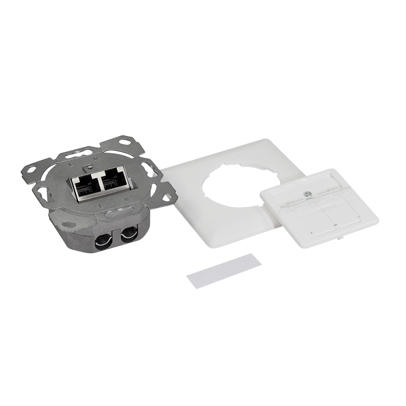 LogiLink Cat.6A Wall Outlet 2xRJ45 STP, vertical, signal white