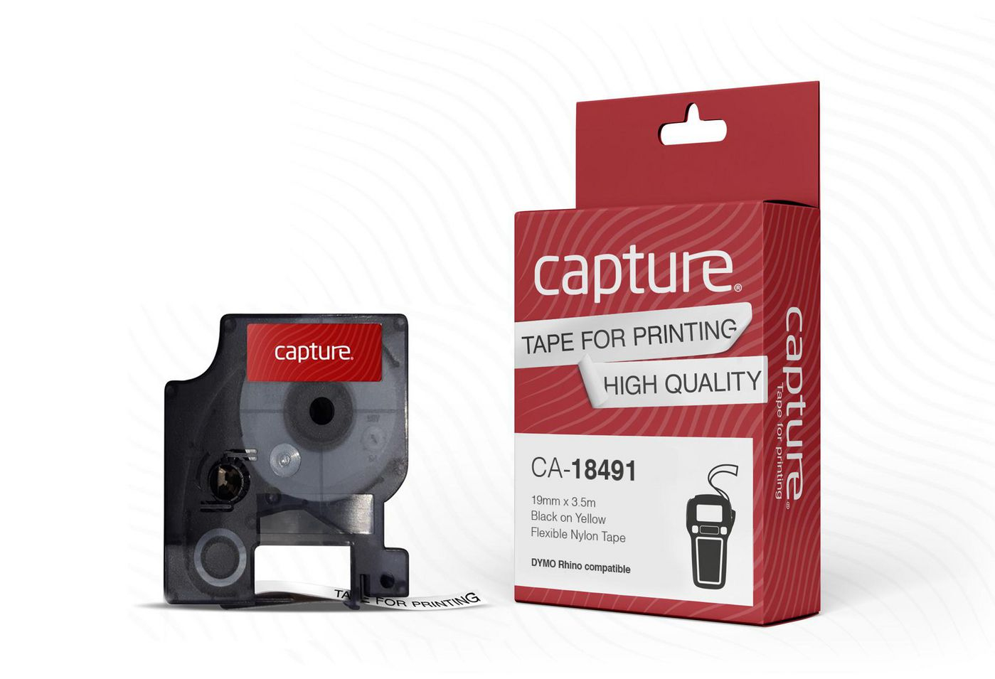 Capture CA-18491 label-making tape Black on yellow