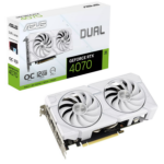 ASUS nVidia GeForce DUAL-RTX4070-O12G-EVO-WHITE RTX4070 EVO White OC Edition 12GB GDDR6X, 2520 MHz Boost Clock, RAM 21Gbps, 3xDP, 1xHDMI