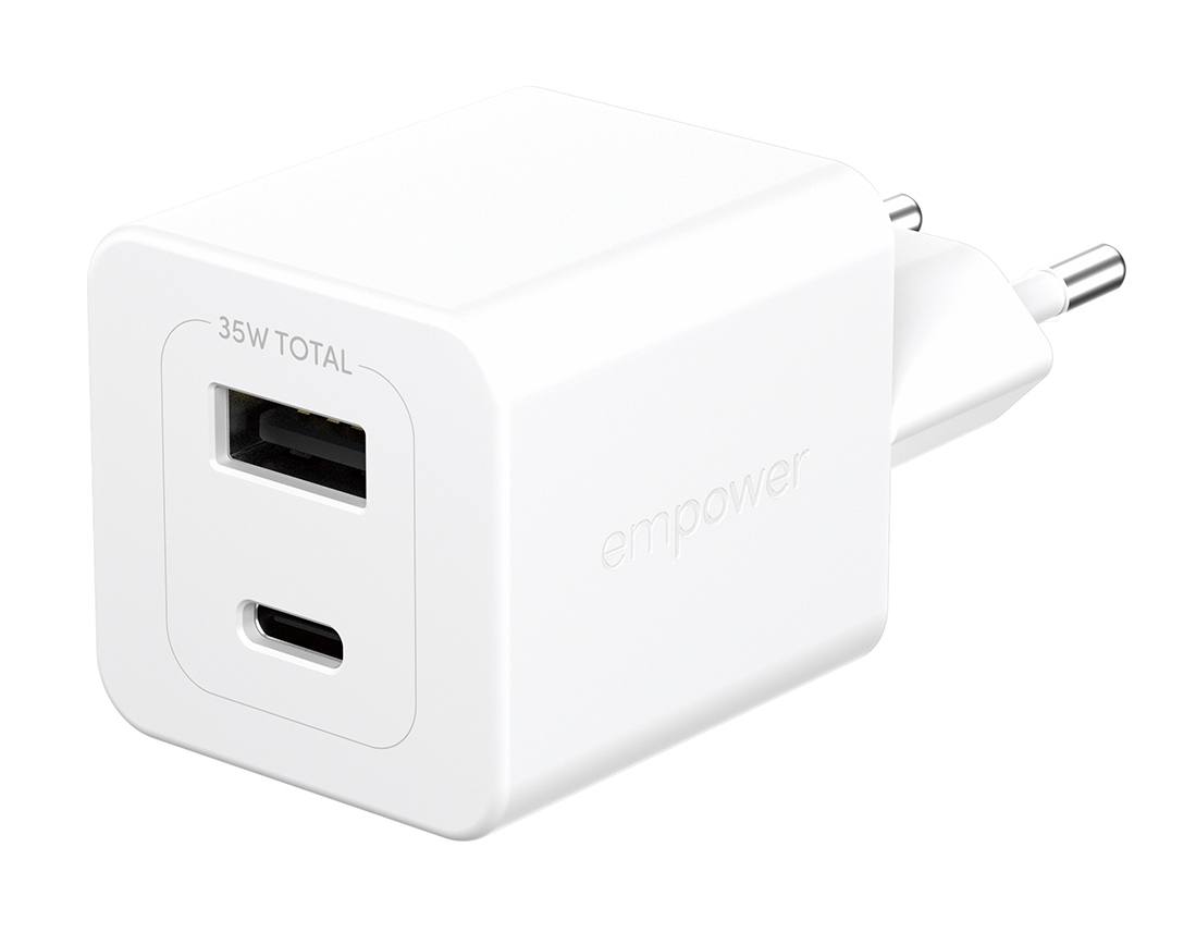PanzerGlass empowerâ„¢ by Â® Turbo 35W Charger incl. USB-C + USB-A | EU Plug | Silver White