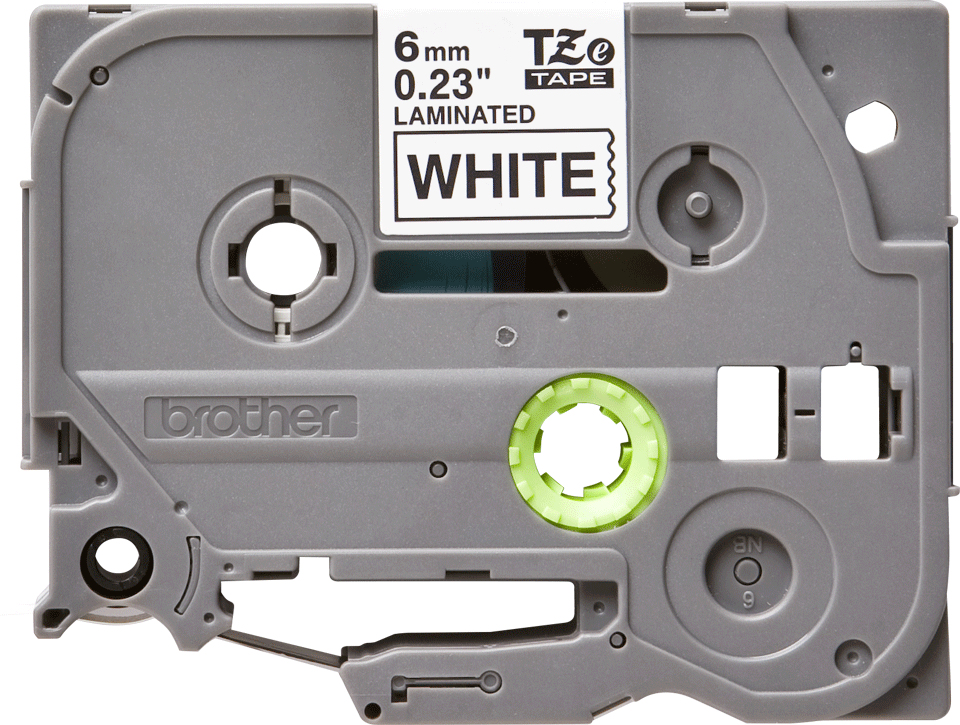 Brother P-Touch TZe Lam Tape Cassette 6mm x 8m Black on White Tape TZE211