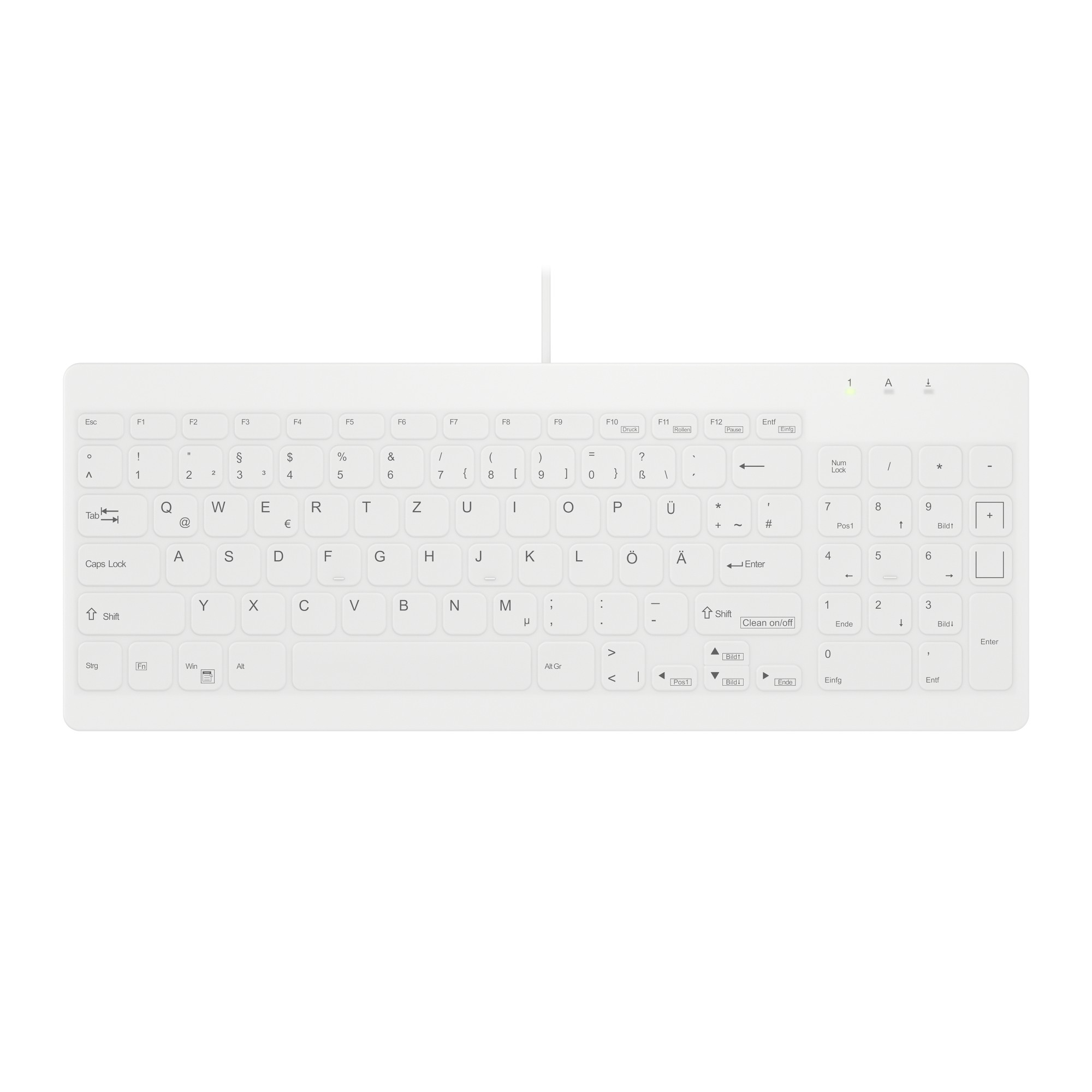 Contour Design Active Key Contour QuickClean Medical Keyboard Removable Cover Compact Wired White DE C7012