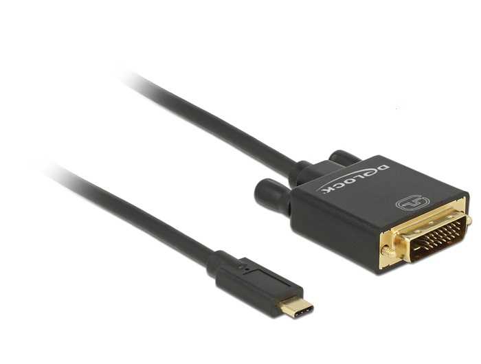 Image of DeLOCK 2m, USB-C/DVI 24+1 USB graphics adapter 3840 x 2160 pixels...