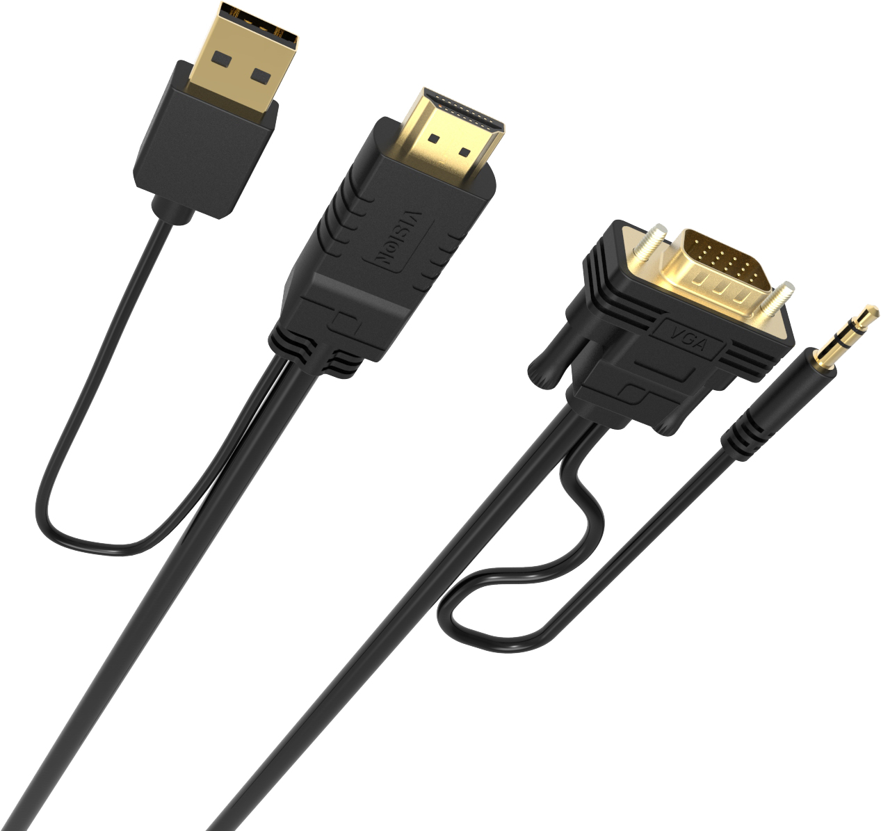 Image of Vision TC-2MHDMIVGA-BL 2 m HDMI + USB VGA (D-Sub) + 3.5mm Black