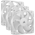 Corsair RS120 PWM 12cm Case Fans (3 Pack), Magnetic Dome Bearing, Daisy-Chain 4-Pin, 2100 RPM, AirGuide Tech, White