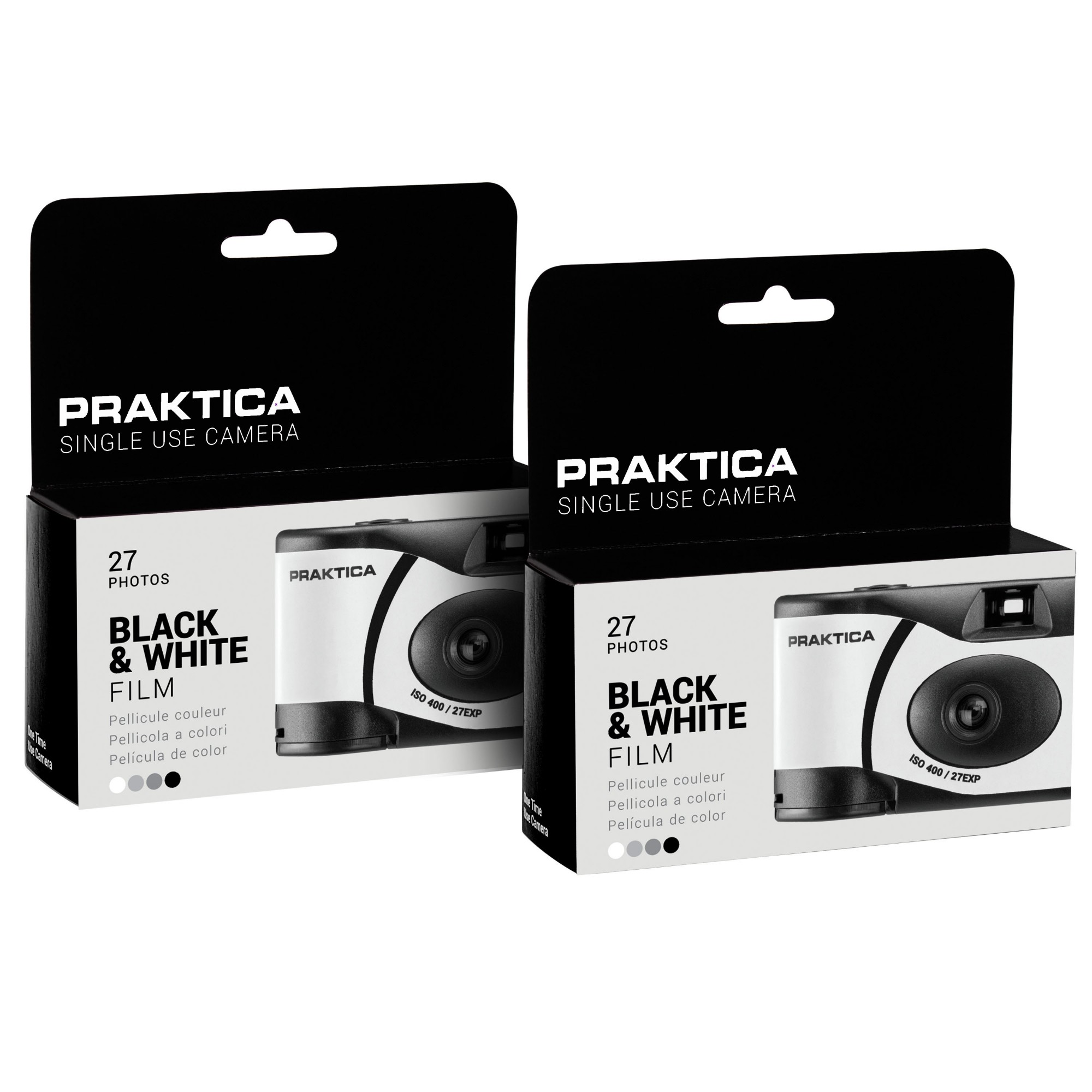 Praktica Single Use Disposable Film Camera with Flash - Black & White Film - Pack of 2
