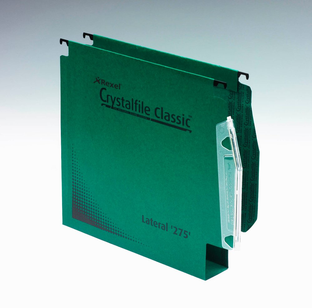 Rexel Crystalfile Classic `275` Lateral File 50mm Green (50)