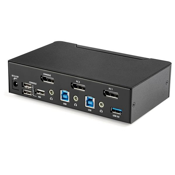 StarTech.com 2 Port DisplayPort KVM Switch - 4K 60Hz - Single Display - Dual Port UHD DP 1.2 USB KVM Switch with Integrated USB 3.0 Hub &amp; Audio - Dell HP Apple Lenovo - TAA Compliant