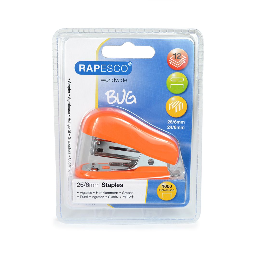 Rapesco Bug Mini Flat clinch Orange