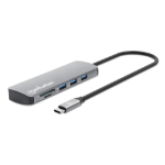 Manhattan USB-C Dock/Hub with Card Reader, Ports (x7): Ethernet, HDMI, USB-A (x3) and USB-C (x2), With Power Delivery (100W) to USB-C Port (Note additional USB-C wall charger and USB-C cable needed), USB 3.2 Gen 1, All Ports can be used at the same time,