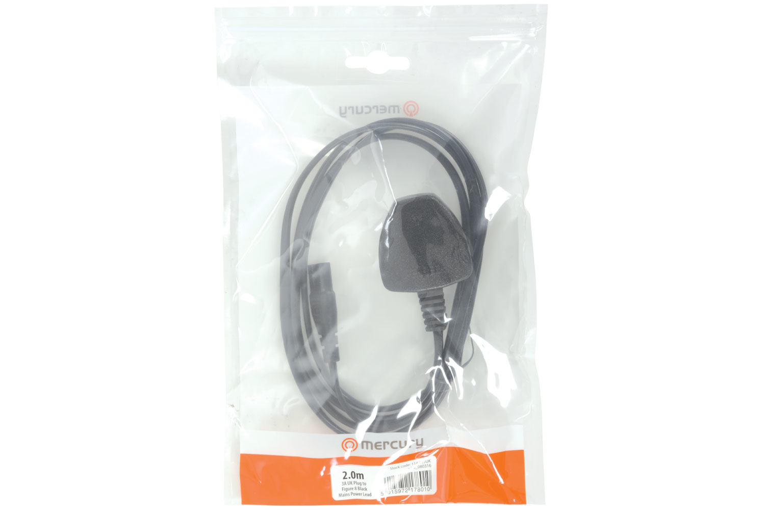Mercury 114.035UK power cable Black 2 m Power plug type G C7 coupler