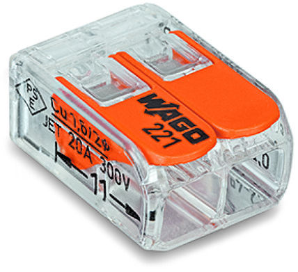 Image of Wago 221-412 wire connector Cage Clamp Orange, Transparent