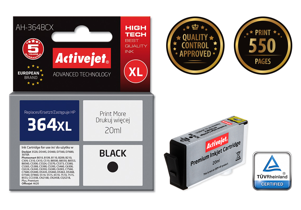Activejet AH-364BCX ink (replacement for HP 364XL CN684EE; Premium; 20 ml; black)