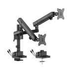 Brateck LDT84-C024UCP-B DUAL SCREEN POLE-MOUNTED HEAVY-DUTY MECHANICAL SPRING MONITOR ARM WITH USB PORTS BLACK (new)