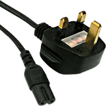 Cablenet 2m UK (3 Amp) - IEC C7 Figure of 8 Black PVC 0.75mm Power Leads