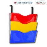 Deflecto 3 x A4 Landscape Wall Pocket Literature File with Hanging Bracket Red/Yellow/Blue - CP077YTRYB