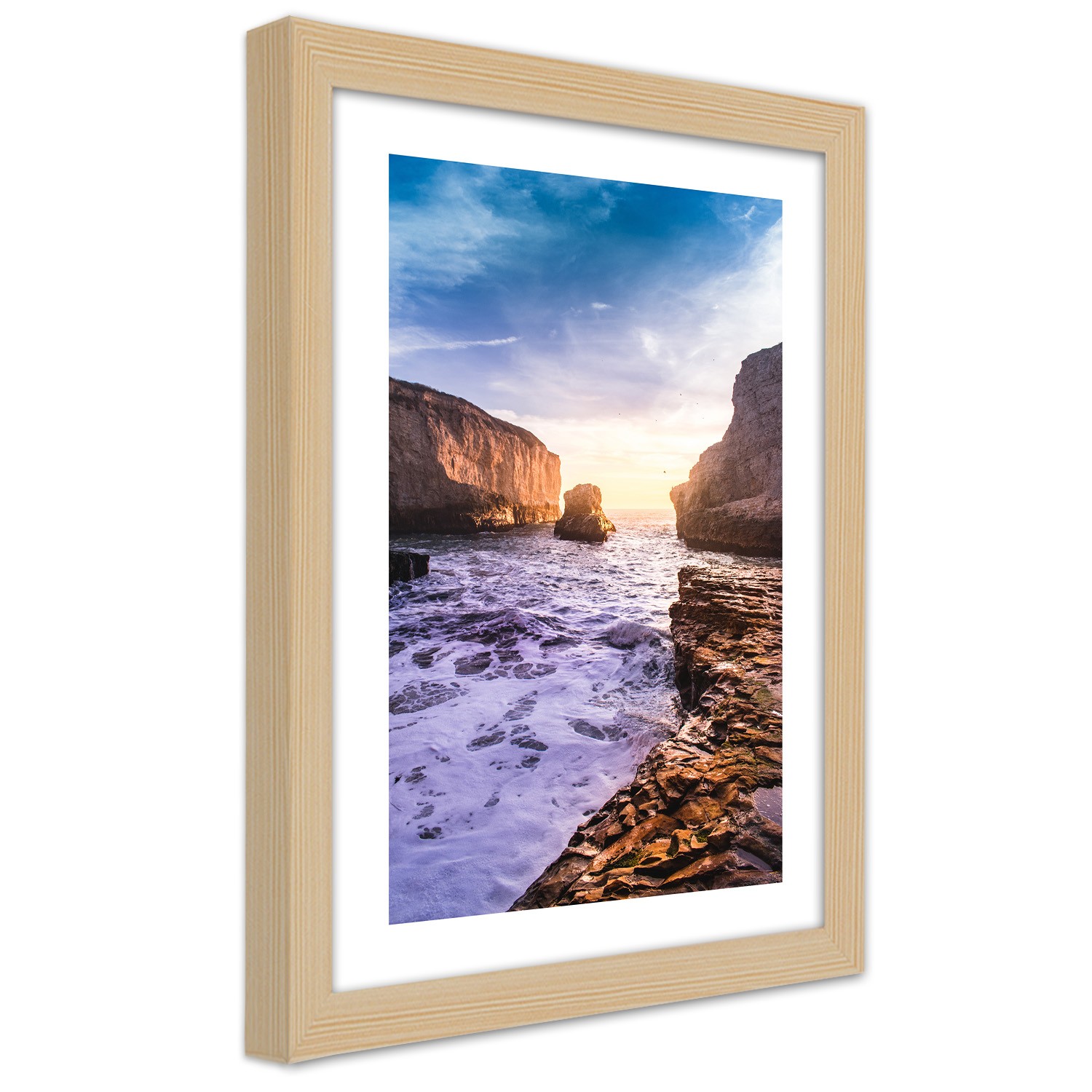 Caro Picture in natural frame, Ocean and rocks