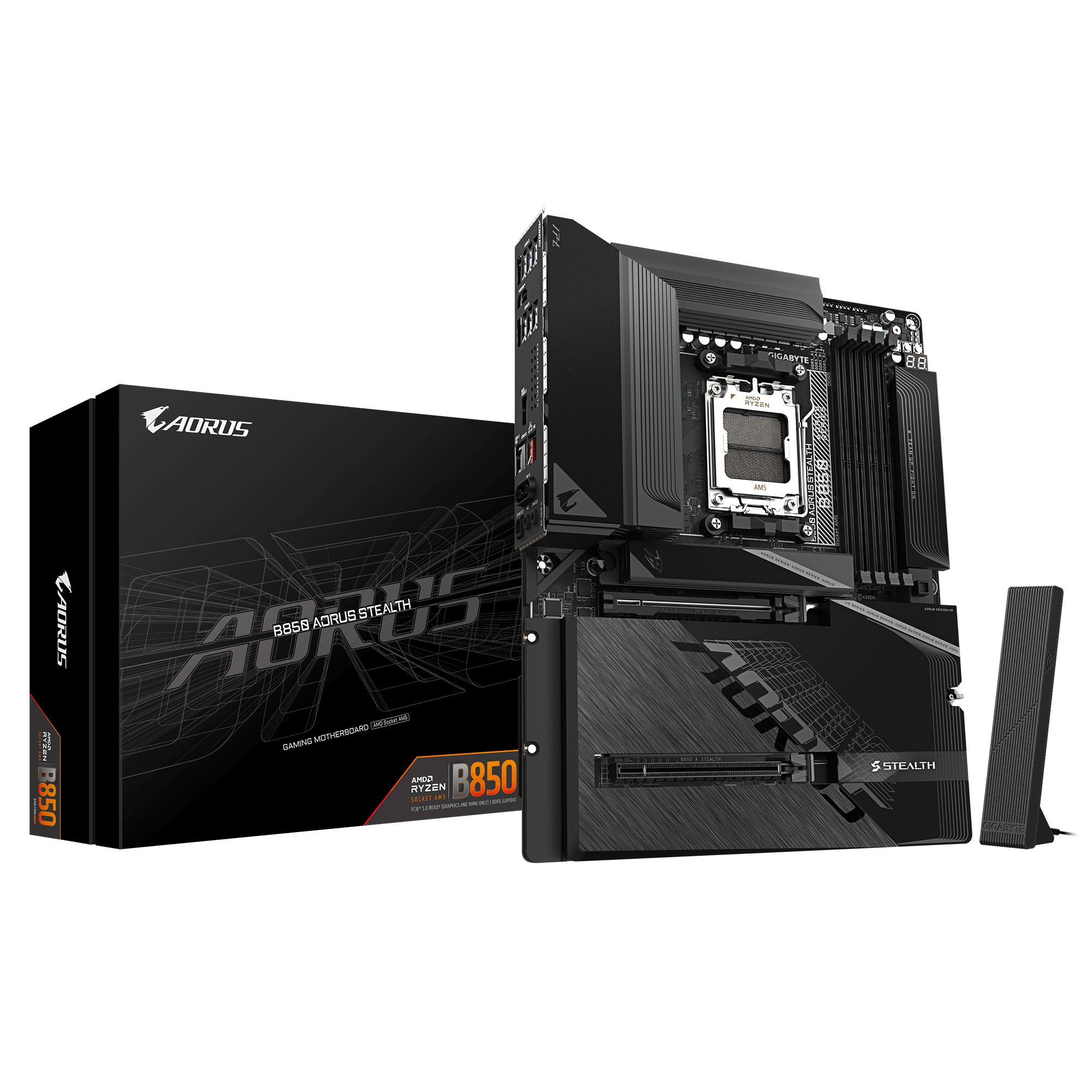 B850 AORUS STEALTH Motherboard - AMD Ryzen 9000 Series CPUs,