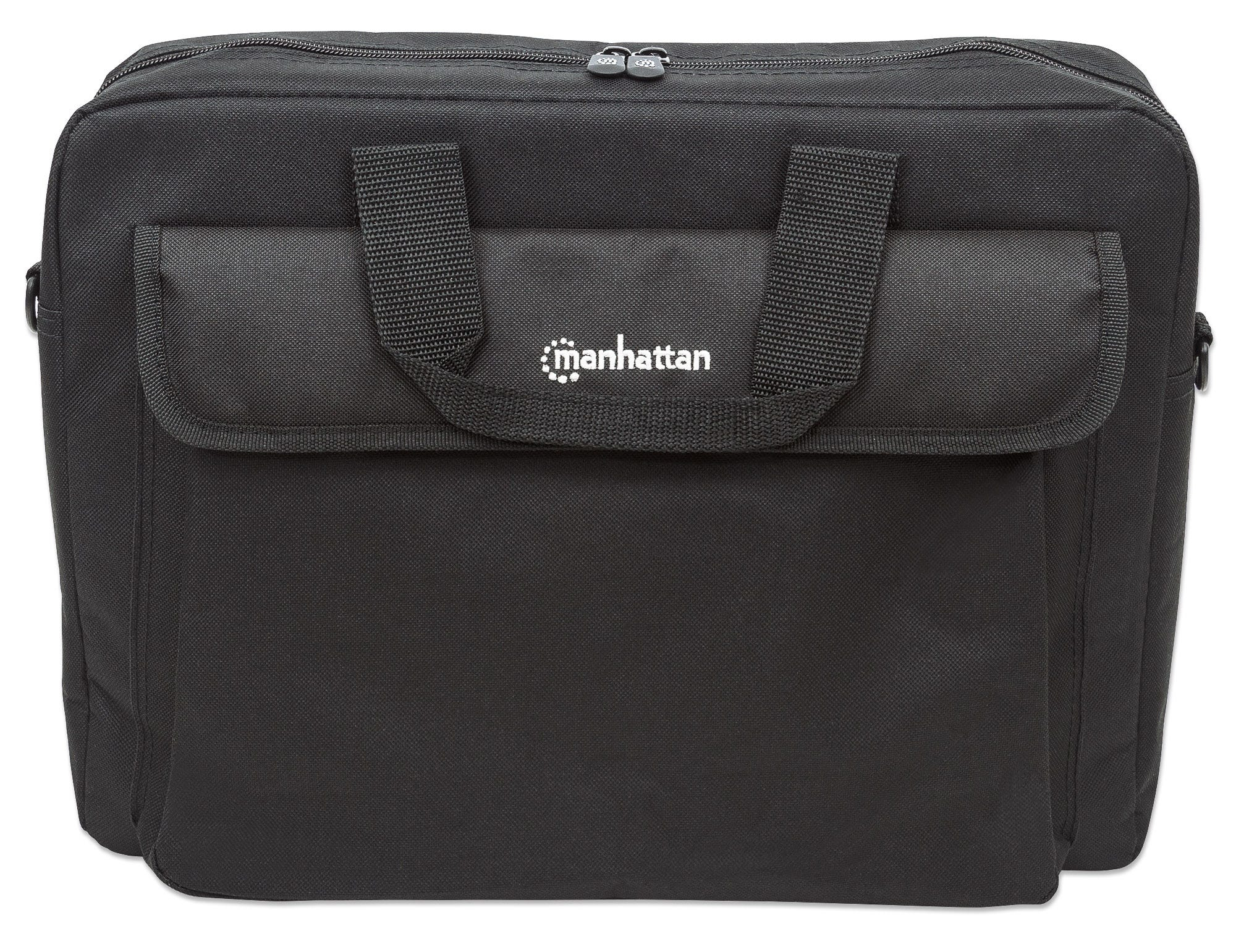 Manhattan London Laptop Bag 15.6&quot;, Top Loader, Accessories Pocket, Shoulder Strap (removable), , Black, Three Year Warranty