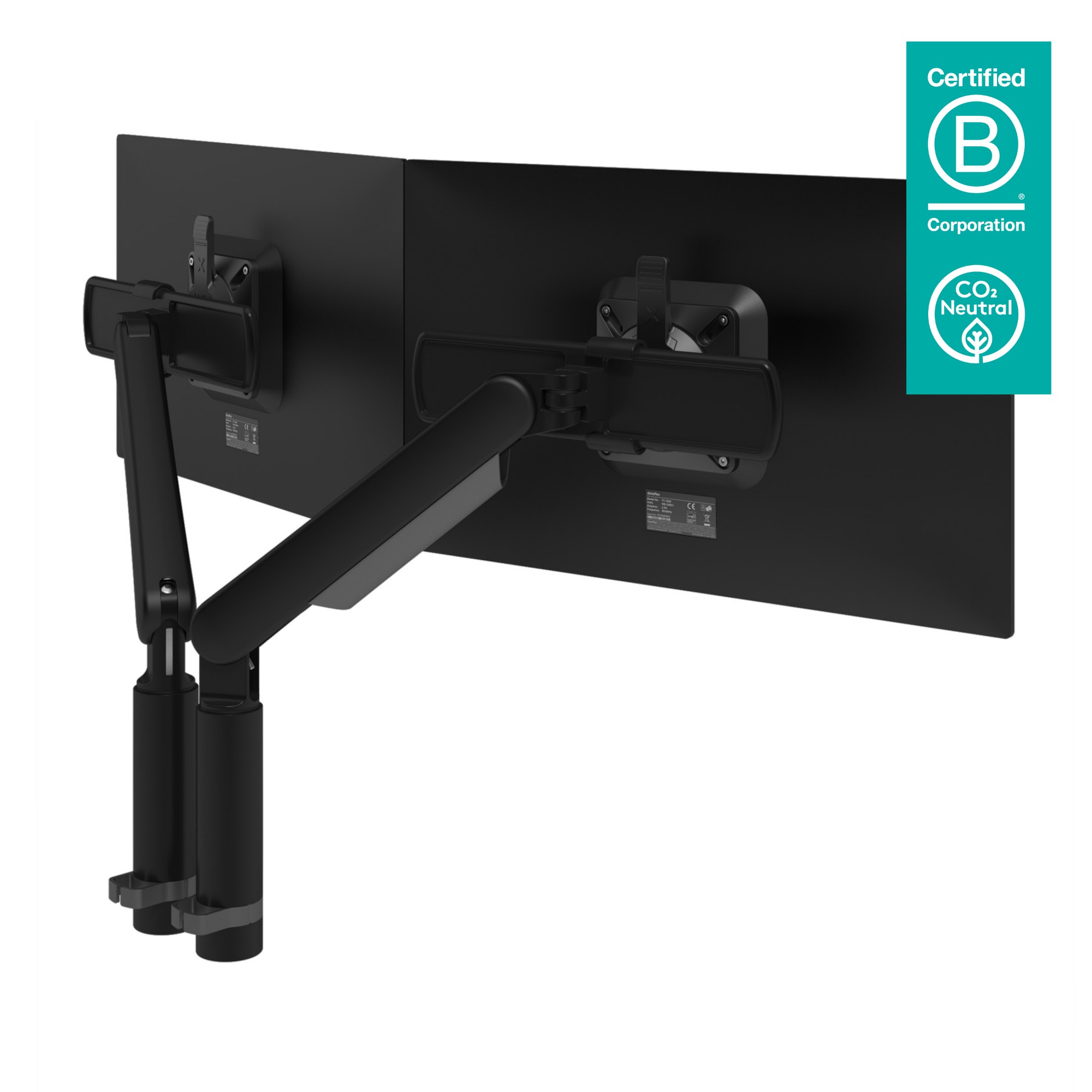 65.213 Dataflex Viewprime Plus dual monitor arm - black - no mount - height and depth adjustment