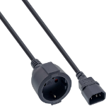 InLine Power cable, C14 to Schutzkontakt female, black, 3m